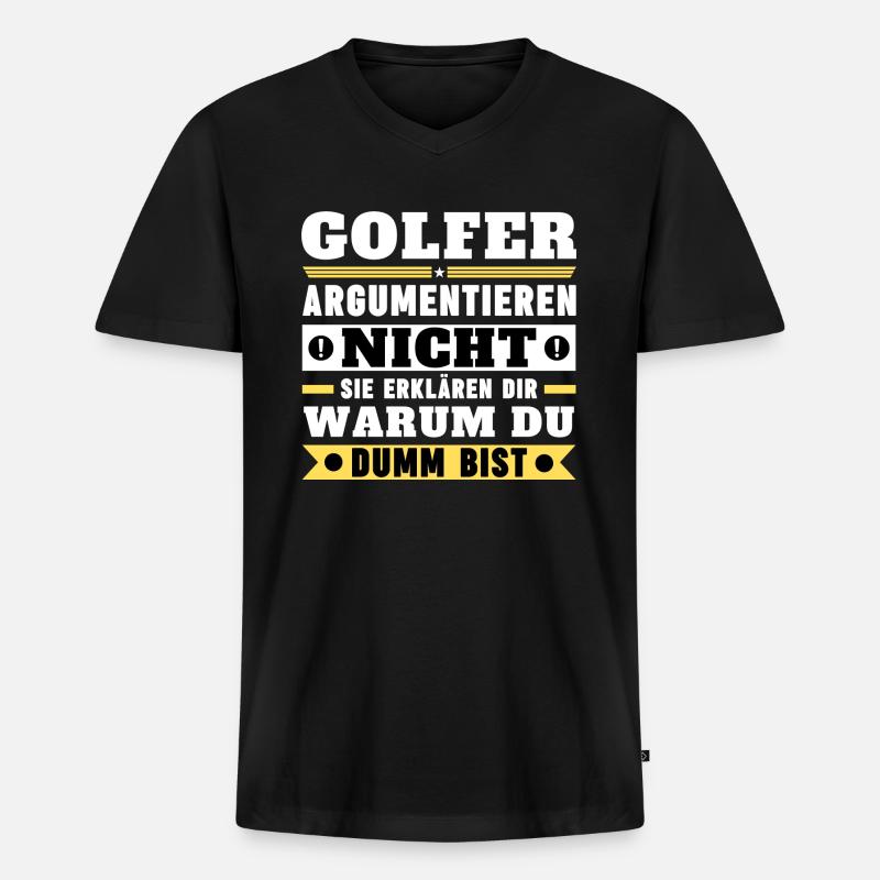 Golfer argumentieren nicht - Männer Premium Bio T-Shirt mit V-Ausschnitt - Schwarz