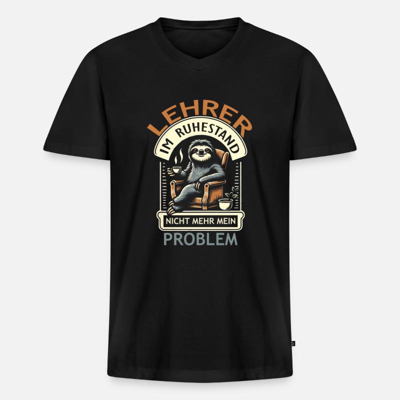 Lehrer Ruhestand - Männer Premium Bio T-Shirt mit V-Ausschnitt - Schwarz