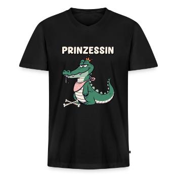 Carnaval Princesse Crocodile Cologne Alaaf Drôle - T-shirt encolure en V Premium bio Homme - noir - Devant - Nico (187cm)