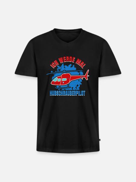 Hubschrauber Helikopter Hubschrauberpilot - Männer Premium Bio T-Shirt mit V-Ausschnitt - Schwarz