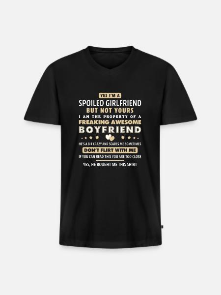 Yes I'm Spoiled Girlfriend Of Awesome Boyfriend Gi - Men's Premium Organic T-shirt with V-neck - black