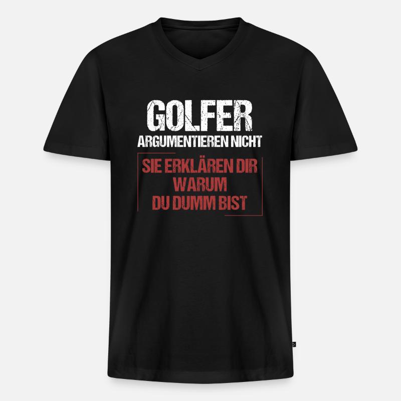 Golfer argumentieren nicht - Männer Premium Bio T-Shirt mit V-Ausschnitt - Schwarz