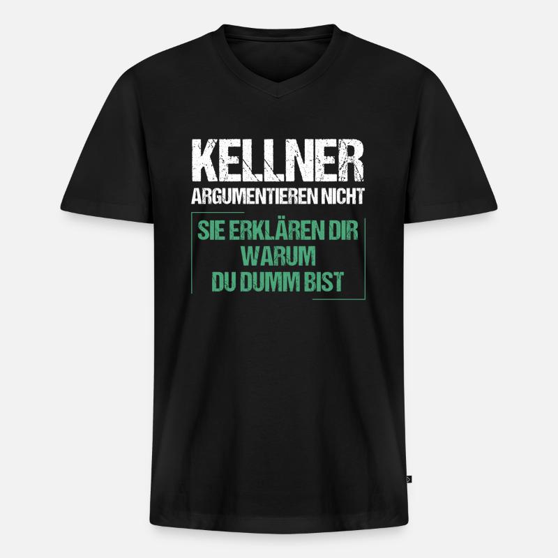 Kellner argumentieren nicht - Männer Premium Bio T-Shirt mit V-Ausschnitt - Schwarz