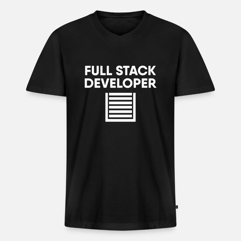 Full Stack Developer - Männer Premium Bio T-Shirt mit V-Ausschnitt - Schwarz