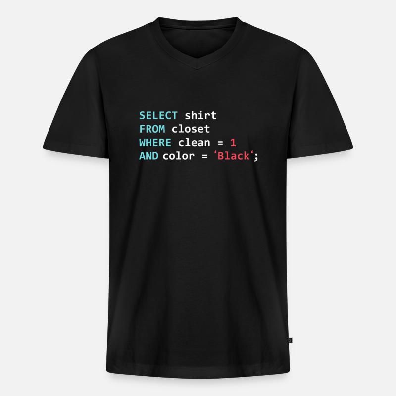 Programmeur Datanbank Funny SQL Query - T-shirt encolure en V Premium bio Homme - noir