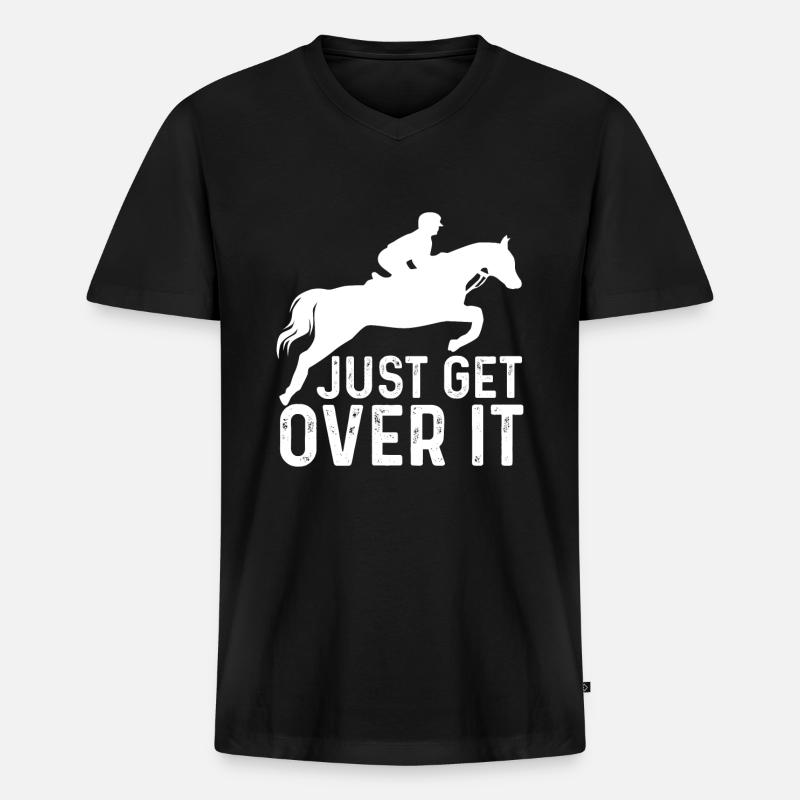 Pferde Hunter Jumper Pferd - Männer Premium Bio T-Shirt mit V-Ausschnitt - Schwarz