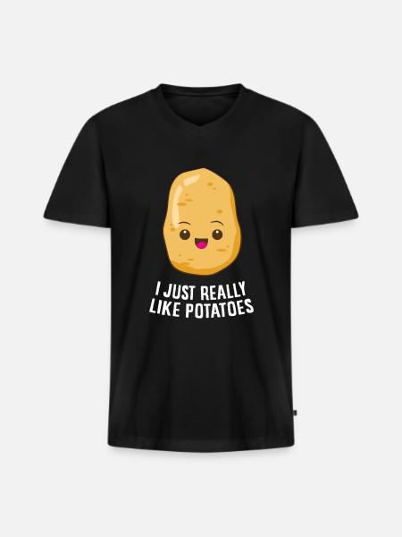 Jag gillar potatis jag älskar potatis t-shirt - Ekologisk premium-T-shirt med V-ringning herr - svart