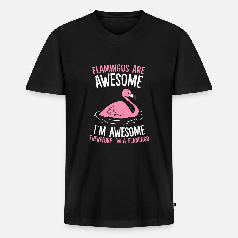 Ich bin ein Flamingo - Männer Premium Bio T-Shirt mit V-Ausschnitt - Schwarz