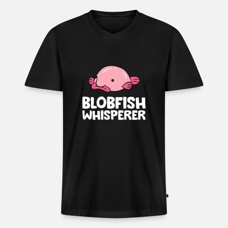 Blobfischflüsterer Lustiger Blobfisch - Männer Premium Bio T-Shirt mit V-Ausschnitt - Schwarz