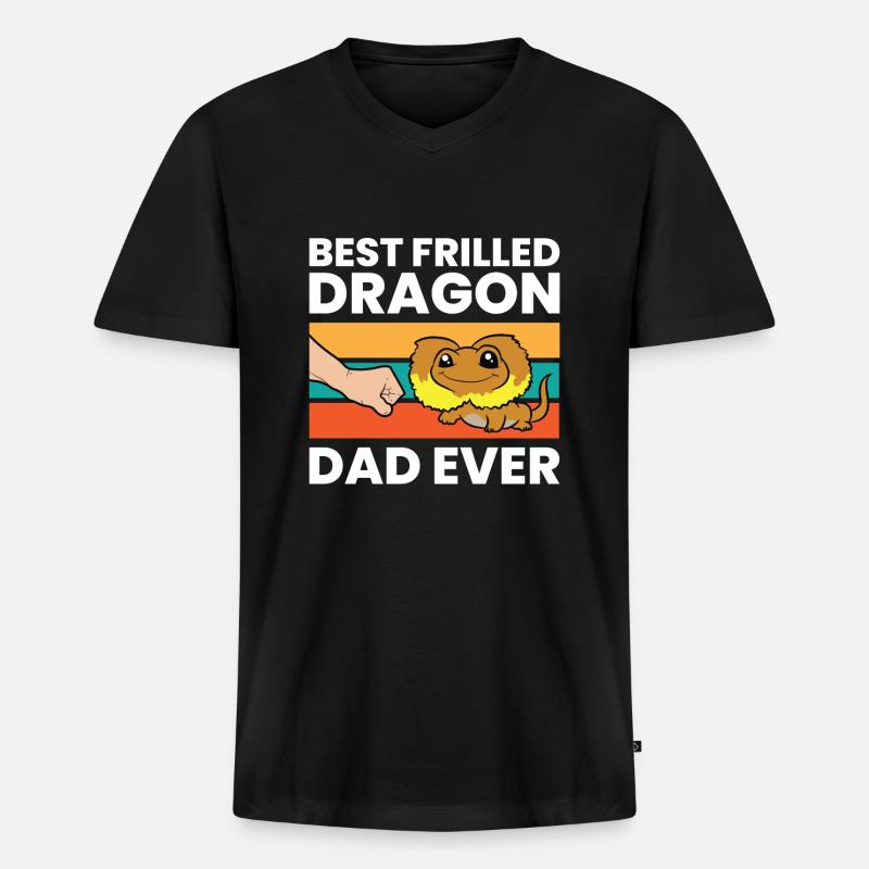 Bester Drachen-Papa mit Rüschen - Männer Premium Bio T-Shirt mit V-Ausschnitt - Schwarz