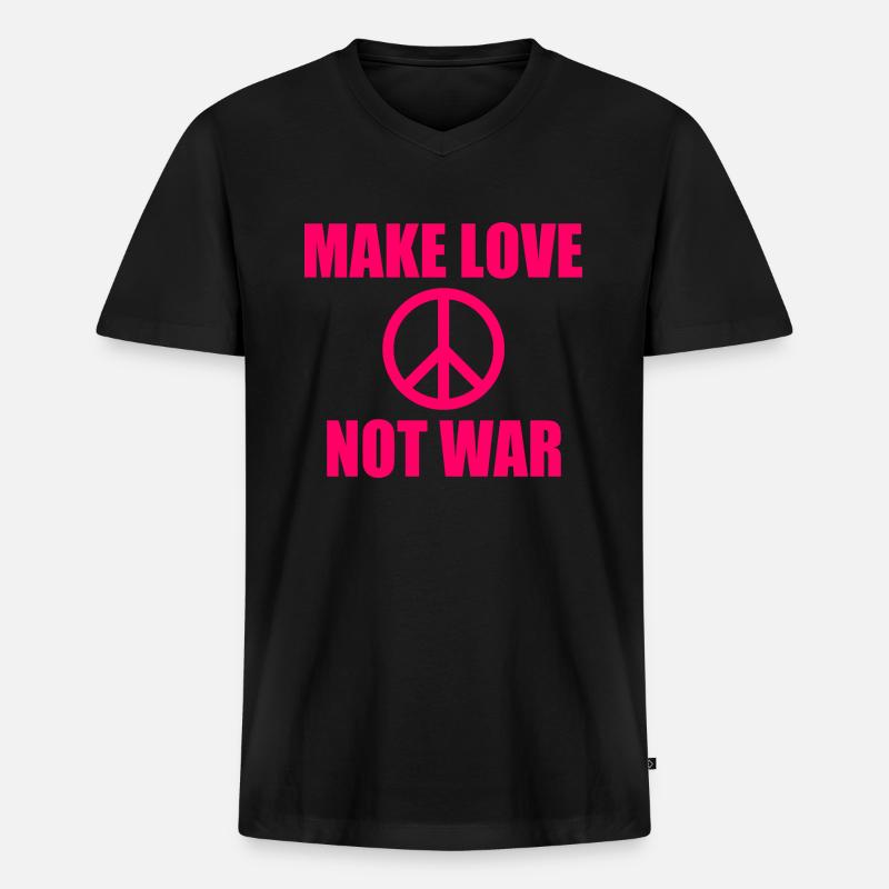 Make love not war - Männer Premium Bio T-Shirt mit V-Ausschnitt - Schwarz