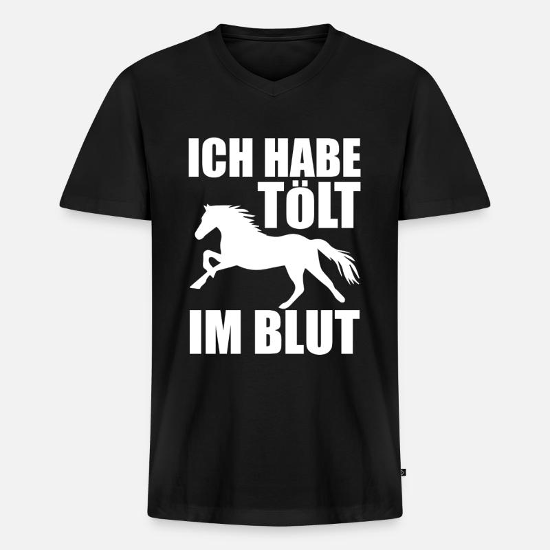 Isländer Islandpferd Islandpferde Geschenk - Männer Premium Bio T-Shirt mit V-Ausschnitt - Schwarz