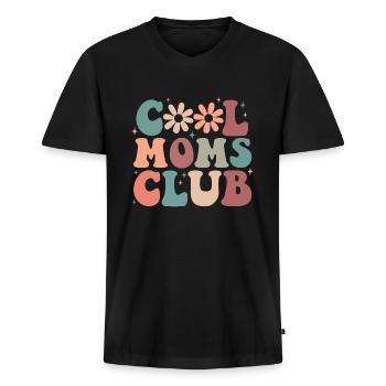 Cool Moms Club Lustige Retro Groovy Mama Mama Mama - Männer Premium Bio T-Shirt mit V-Ausschnitt - Schwarz - Vorne - Nico (187cm)