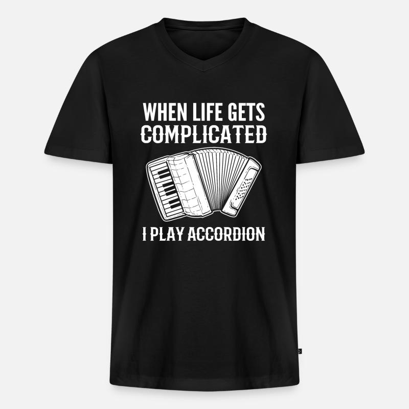 Akkordeon - Männer Premium Bio T-Shirt mit V-Ausschnitt - Schwarz