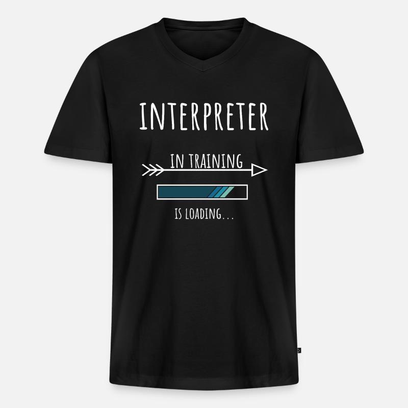 Interpreter in Ausbildung Geschenk Dolmetscher - Männer Premium Bio T-Shirt mit V-Ausschnitt - Schwarz