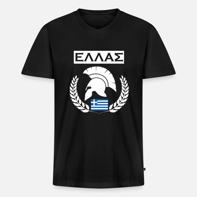 GRIECHENLAND / HELLAS (2) - Männer Premium Bio T-Shirt mit V-Ausschnitt - Schwarz