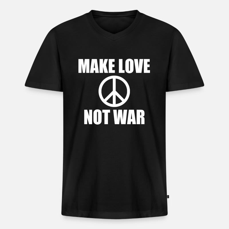 Make love not war - Männer Premium Bio T-Shirt mit V-Ausschnitt - Schwarz