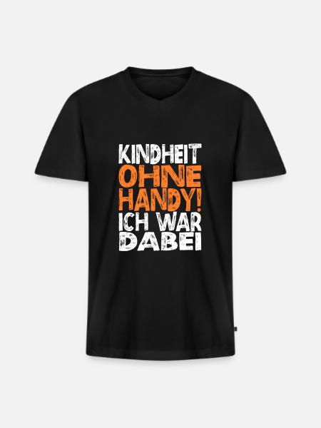 Kindheit ohne Handy - Männer Premium Bio T-Shirt mit V-Ausschnitt - Schwarz