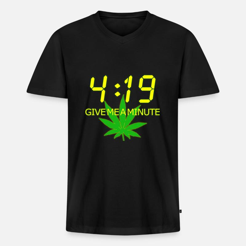 Weed 420 - Männer Premium Bio T-Shirt mit V-Ausschnitt - Schwarz