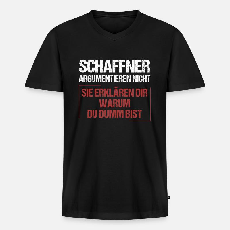 Schaffner argumentieren nicht - Männer Premium Bio T-Shirt mit V-Ausschnitt - Schwarz