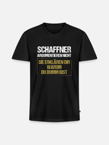 Schaffner argumentieren nicht - Männer Premium Bio T-Shirt mit V-Ausschnitt - Schwarz