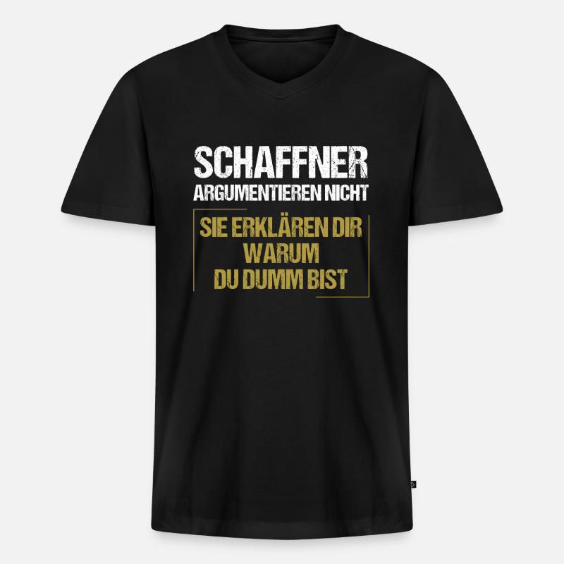 Schaffner argumentieren nicht - Männer Premium Bio T-Shirt mit V-Ausschnitt - Schwarz