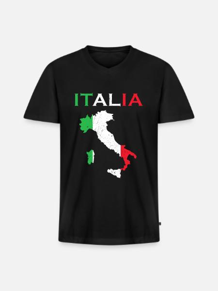 Italia Italy Flag Italian - Men's Premium Organic T-shirt with V-neck - black