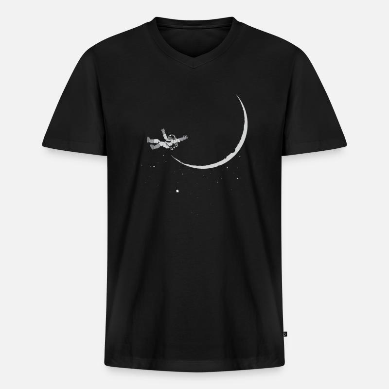 astronaut - Männer Premium Bio T-Shirt mit V-Ausschnitt - Schwarz