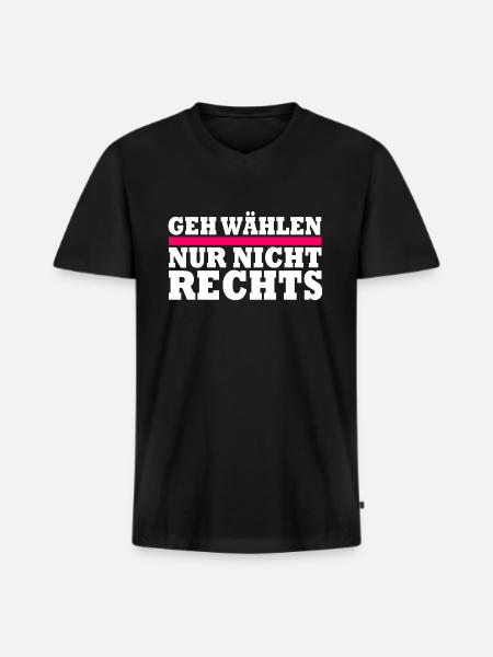 GEH WÄHLEN - Männer Premium Bio T-Shirt mit V-Ausschnitt - Schwarz