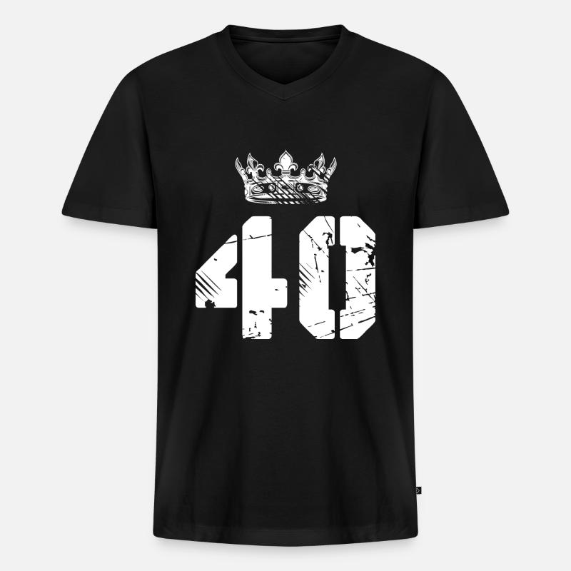 40 Zahl Krone - Männer Premium Bio T-Shirt mit V-Ausschnitt - Schwarz