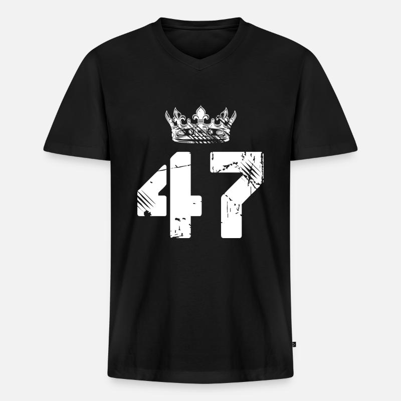 47 Zahl Krone - Männer Premium Bio T-Shirt mit V-Ausschnitt - Schwarz
