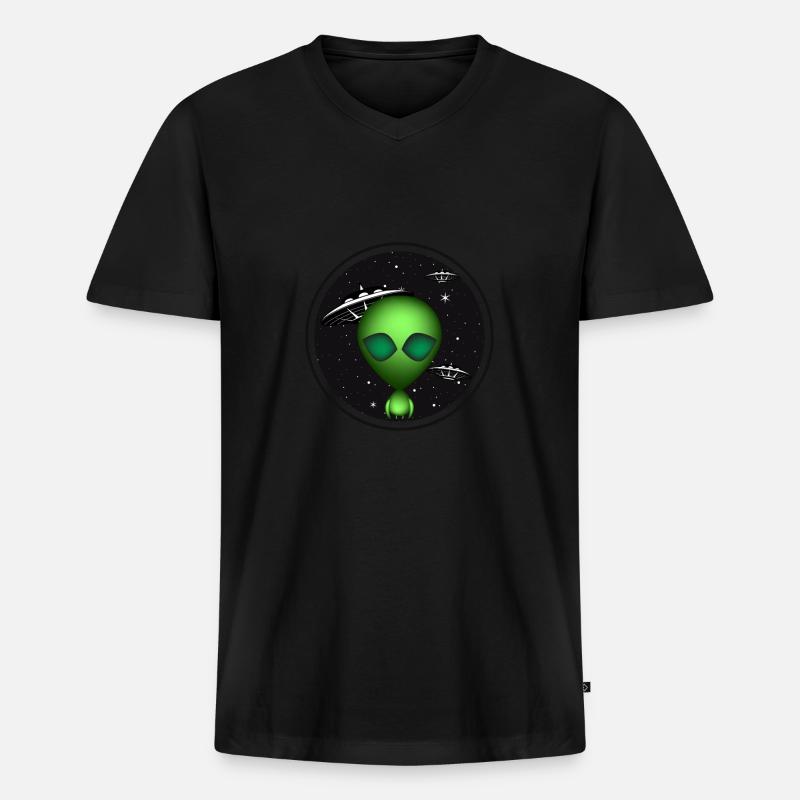 Alien - Männer Premium Bio T-Shirt mit V-Ausschnitt - Schwarz
