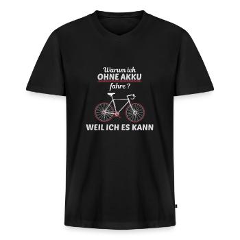 Fahrradfahrer ohne Akku I gegen Ebikes Tshirt - Männer Premium Bio T-Shirt mit V-Ausschnitt - Schwarz - Vorne - Nico (187cm)