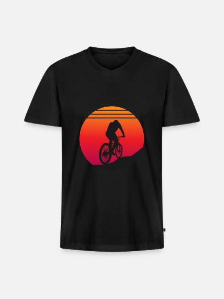 Mountain Bike - Sunset - Men's Premium Organic T-shirt with V-neck - black