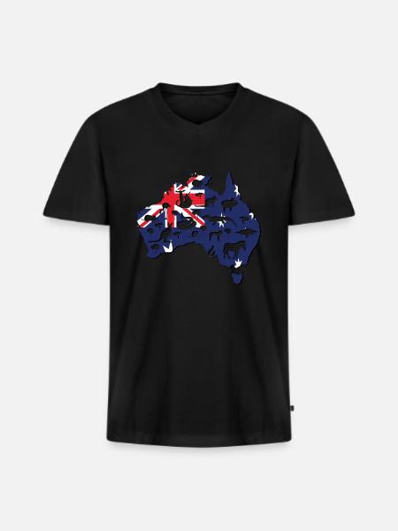 Australia travel koala kangaroo - Men's Premium Organic T-shirt with V-neck - black