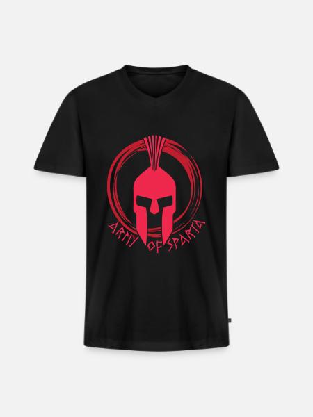 Sparta Helm Troja - Männer Premium Bio T-Shirt mit V-Ausschnitt - Schwarz