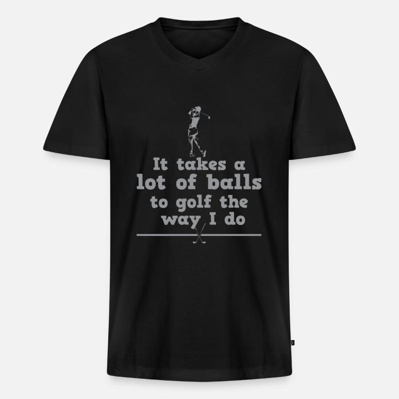 Golf Golf Vater Golfspieler - Männer Premium Bio T-Shirt mit V-Ausschnitt - Schwarz