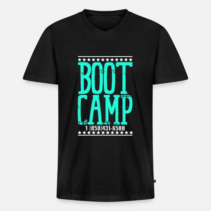 Bootcamp Armee Militär - Männer Premium Bio T-Shirt mit V-Ausschnitt - Schwarz