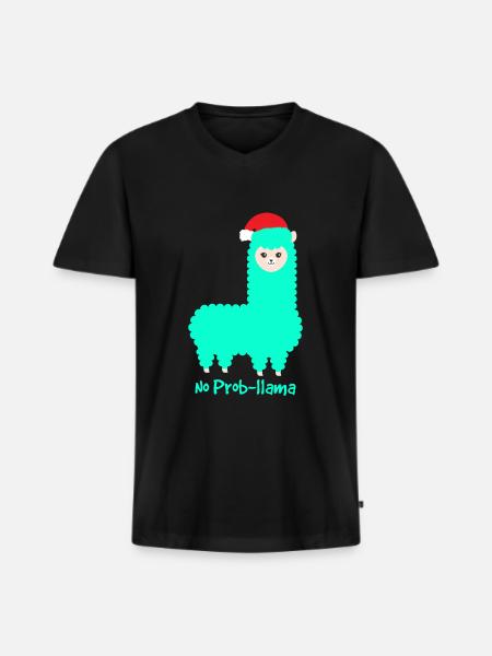 Christmas Llama Alpaca No Probllama - Men's Premium Organic T-shirt with V-neck - black