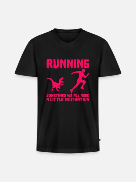 Funny funny running motivation - Men's Premium Organic T-shirt with V-neck - black