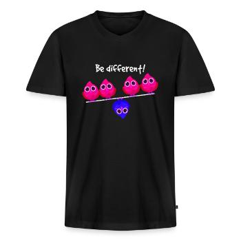 Be different Vögel Vogel Sei anders Individuell - Männer Premium Bio T-Shirt mit V-Ausschnitt - Schwarz - Vorne - Nico (187cm)