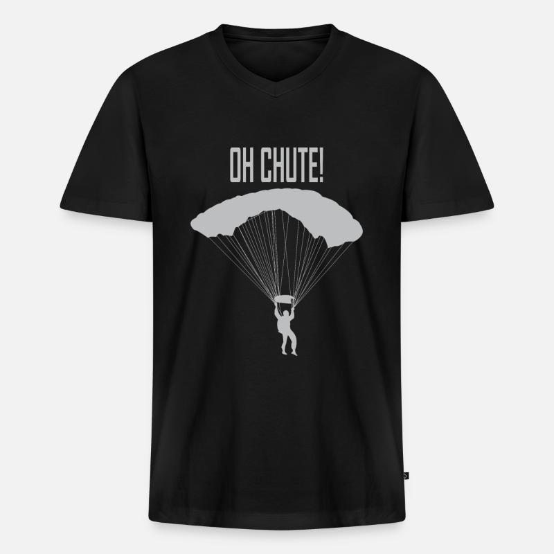 Skydive Fallschirm springen Fallschirmspringer - Männer Premium Bio T-Shirt mit V-Ausschnitt - Schwarz