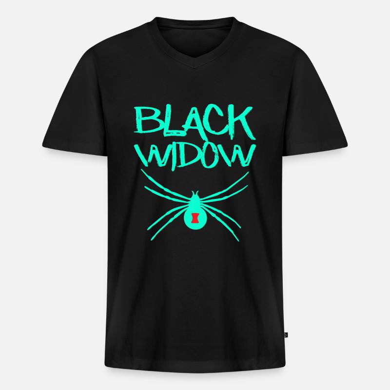 Black Widow Schwarze Witwe Spinne - Männer Premium Bio T-Shirt mit V-Ausschnitt - Schwarz