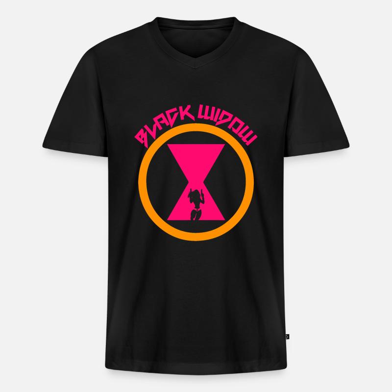 Black Widow Schwarze Witwe Spinne - Männer Premium Bio T-Shirt mit V-Ausschnitt - Schwarz