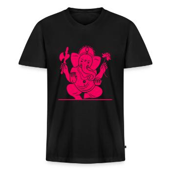 Ganesha Dieu Hindou hindou - T-shirt encolure en V Premium bio Homme - noir - Devant - Nico (187cm)