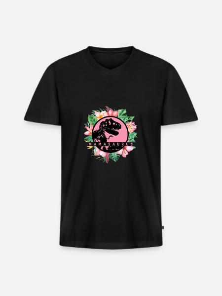 Mother's Day Mamasaurus Mom Mom Mom - Men's Premium Organic T-shirt with V-neck - black