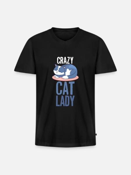 Cat Crazy Cats Lady Lady - Men's Premium Organic T-shirt with V-neck - black