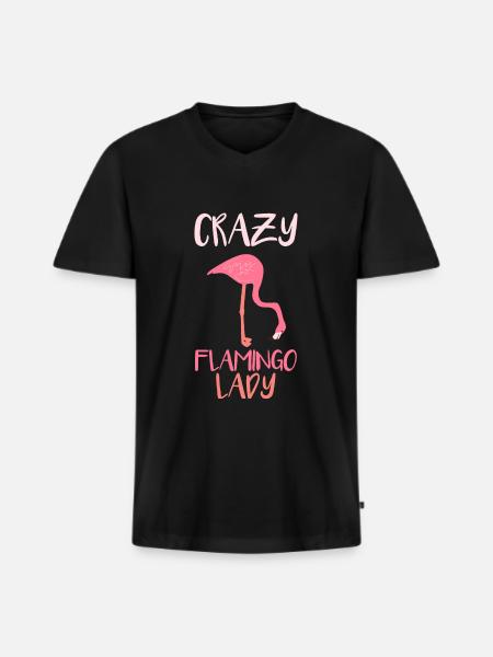 Flamingo Pink Rot Tier - Männer Premium Bio T-Shirt mit V-Ausschnitt - Schwarz