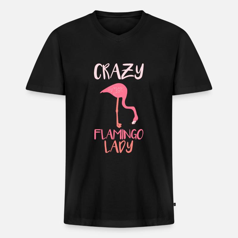 Flamingo Pink Rot Tier - Männer Premium Bio T-Shirt mit V-Ausschnitt - Schwarz