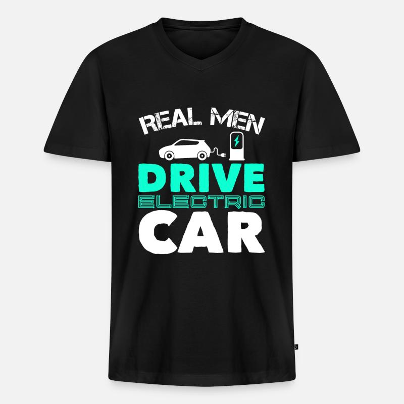 E Auto Elektro Auto Grün - Männer Premium Bio T-Shirt mit V-Ausschnitt - Schwarz